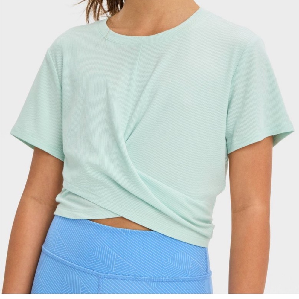 All In Motion Girls Mint Soft Ribbed Crop T-Shirt - Size XL - NWT